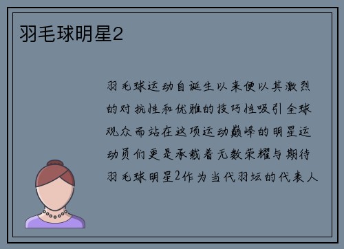 羽毛球明星2